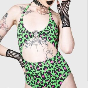 Like new killstar punk goth leopard print Swimsuit size large